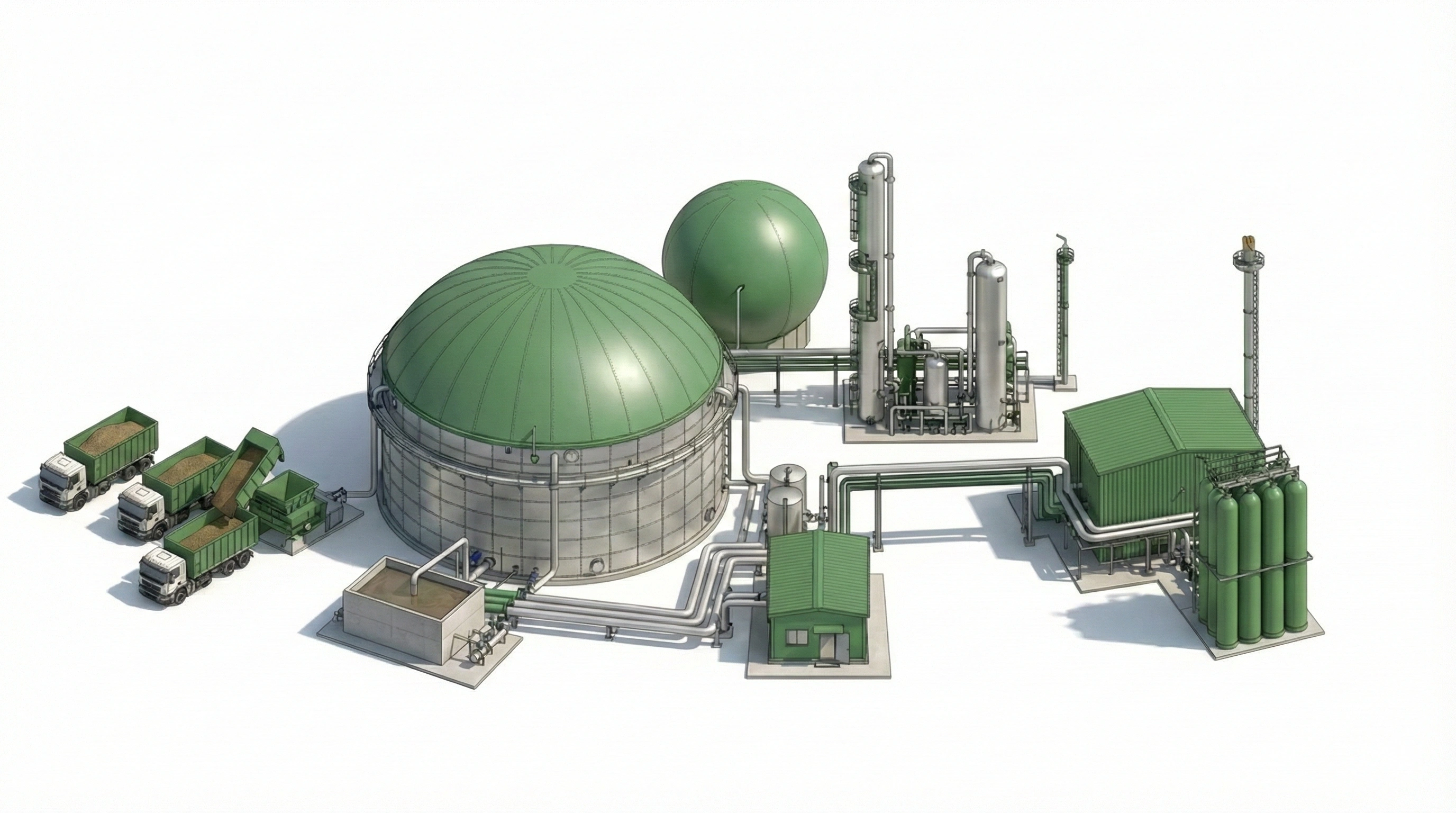 Labelled Bio-CNG Plant Process Flow